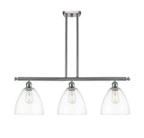 516-3I-SN-GBD-92 3-Light 36" Brushed Satin Nickel Island Light - Matte White Ballston Dome Glass - LED Bulb - Dimmensions: 36 x 9 x 12.75<br>Minimum Height : 21.75<br>Maximum Height : 45.75 - Sloped Ceiling Compatible: Yes