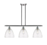 516-3I-SN-GBD-94 3-Light 36" Brushed Satin Nickel Island Light - Seedy Ballston Dome Glass - LED Bulb - Dimmensions: 36 x 9 x 12.75<br>Minimum Height : 21.75<br>Maximum Height : 45.75 - Sloped Ceiling Compatible: Yes