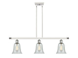 516-3I-WPC-G2812 3-Light 36" White and Polished Chrome Island Light - Fishnet Hanover Glass - LED Bulb - Dimmensions: 36 x 6.25 x 12<br>Minimum Height : 21.375<br>Maximum Height : 45.375 - Sloped Ceiling Compatible: Yes