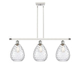 516-3I-WPC-G372 3-Light 36" White and Polished Chrome Island Light - Clear Large Waverly Glass - LED Bulb - Dimmensions: 36 x 8 x 13<br>Minimum Height : 22.375<br>Maximum Height : 46.375 - Sloped Ceiling Compatible: Yes