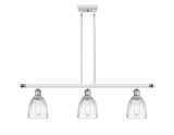 516-3I-WPC-G442 3-Light 36" White and Polished Chrome Island Light - Clear Brookfield Glass - LED Bulb - Dimmensions: 36 x 5 x 10<br>Minimum Height : 19.375<br>Maximum Height : 43.375 - Sloped Ceiling Compatible: Yes