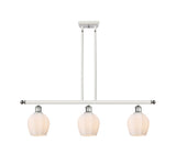 516-3I-WPC-G461-6 3-Light 36" White and Polished Chrome Island Light - Cased Matte White Norfolk Glass - LED Bulb - Dimmensions: 36 x 5.75 x 10<br>Minimum Height : 20.375<br>Maximum Height : 44.375 - Sloped Ceiling Compatible: Yes