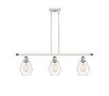 516-3I-WPC-G652-6 3-Light 36" White and Polished Chrome Island Light - Clear Cindyrella 6" Glass - LED Bulb - Dimmensions: 36 x 6 x 10.75<br>Minimum Height : 19.75<br>Maximum Height : 43.75 - Sloped Ceiling Compatible: Yes
