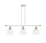 516-3I-WPC-GBD-752 3-Light 36" White and Polished Chrome Island Light - Clear Ballston Dome Glass - LED Bulb - Dimmensions: 36 x 7.5 x 10.75<br>Minimum Height : 19.75<br>Maximum Height : 43.75 - Sloped Ceiling Compatible: Yes
