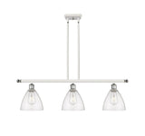 516-3I-WPC-GBD-754 3-Light 36" White and Polished Chrome Island Light - Seedy Ballston Dome Glass - LED Bulb - Dimmensions: 36 x 7.5 x 10.75<br>Minimum Height : 19.75<br>Maximum Height : 43.75 - Sloped Ceiling Compatible: Yes