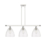 516-3I-WPC-GBD-94 3-Light 36" White and Polished Chrome Island Light - Seedy Ballston Dome Glass - LED Bulb - Dimmensions: 36 x 9 x 12.75<br>Minimum Height : 21.75<br>Maximum Height : 45.75 - Sloped Ceiling Compatible: Yes