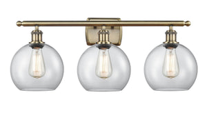 3-Light 26" Antique Brass Bath Vanity Light - Clear Athens Glass LED