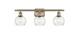 516-3W-AB-G124-6 3-Light 26" Antique Brass Bath Vanity Light - Seedy Athens Glass - LED Bulb - Dimmensions: 26 x 7.125 x 9.375 - Glass Up or Down: Yes