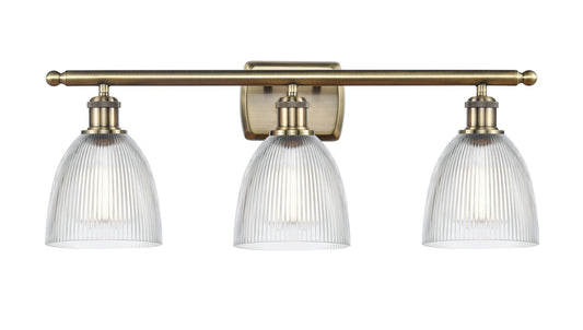 3-Light 26" Antique Brass Bath Vanity Light - Clear Castile Glass LED