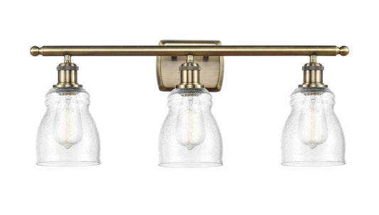 Antique Brass Ellery 3 Light Bath Vanity Light - Seedy Ellery Glass - Vintage Dimmable Bulb Included