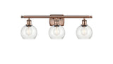 516-3W-AC-G124-6 3-Light 26" Antique Copper Bath Vanity Light - Seedy Athens Glass - LED Bulb - Dimmensions: 26 x 7.125 x 9.375 - Glass Up or Down: Yes