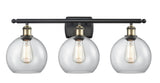 516-3W-BAB-G122-8 3-Light 26" Black Antique Brass Bath Vanity Light - Clear Athens Glass - LED Bulb - Dimmensions: 26 x 9 x 13 - Glass Up or Down: Yes