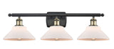 516-3W-BAB-G131 3-Light 26" Black Antique Brass Bath Vanity Light - Matte White Orwell Glass - LED Bulb - Dimmensions: 26 x 10 x 10 - Glass Up or Down: Yes