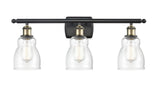 516-3W-BAB-G394 3-Light 26" Black Antique Brass Bath Vanity Light - Seedy Ellery Glass - LED Bulb - Dimmensions: 26 x 6.5 x 9 - Glass Up or Down: Yes