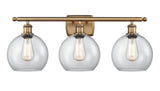 516-3W-BB-G122-8 3-Light 26" Brushed Brass Bath Vanity Light - Clear Athens Glass - LED Bulb - Dimmensions: 26 x 9 x 13 - Glass Up or Down: Yes