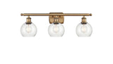 516-3W-BB-G124-6 3-Light 26" Brushed Brass Bath Vanity Light - Seedy Athens Glass - LED Bulb - Dimmensions: 26 x 7.125 x 9.375 - Glass Up or Down: Yes