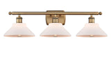 516-3W-BB-G131 3-Light 26" Brushed Brass Bath Vanity Light - Matte White Orwell Glass - LED Bulb - Dimmensions: 26 x 10 x 10 - Glass Up or Down: Yes