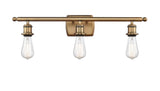 516-3W-BB 3-Light 26" Brushed Brass Bath Vanity Light - Bare Bulb - LED Bulb - Dimmensions: 26 x 6 x 7 - Glass Up or Down: Yes
