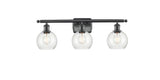 516-3W-BK-G124-6 3-Light 26" Matte Black Bath Vanity Light - Seedy Athens Glass - LED Bulb - Dimmensions: 26 x 7.125 x 9.375 - Glass Up or Down: Yes