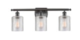 516-3W-OB-G112 3-Light 26" Oil Rubbed Bronze Bath Vanity Light - Clear Cobbleskill Glass - LED Bulb - Dimmensions: 26 x 6.5 x 9.5 - Glass Up or Down: Yes