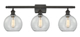 516-3W-OB-G122-8 3-Light 26" Oil Rubbed Bronze Bath Vanity Light - Clear Athens Glass - LED Bulb - Dimmensions: 26 x 9 x 13 - Glass Up or Down: Yes