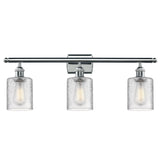 516-3W-PC-G112 3-Light 26" Polished Chrome Bath Vanity Light - Clear Cobbleskill Glass - LED Bulb - Dimmensions: 26 x 6.5 x 9.5 - Glass Up or Down: Yes