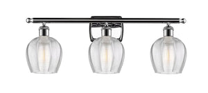 3-Light 25.75" Polished Chrome Bath Vanity Light - Clear Norfolk Glass - LED Bulbs Included