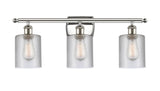 Polished Nickel Cobbleskill 3 Light Bath Vanity Light - Clear Cobbleskill Glass - Vintage Dimmable Bulb Included