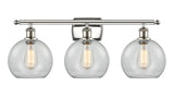 516-3W-PN-G122-8 3-Light 26" Polished Nickel Bath Vanity Light - Clear Athens Glass - LED Bulb - Dimmensions: 26 x 9 x 13 - Glass Up or Down: Yes