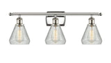 516-3W-PN-G275-LED 3-Light 26" Conesus Polished Nickel Bath Vanity Light - Clear Crackle Conesus Glass