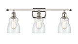 516-3W-PN-G394 3-Light 26" Polished Nickel Bath Vanity Light - Seedy Ellery Glass - LED Bulb - Dimmensions: 26 x 6.5 x 9 - Glass Up or Down: Yes