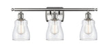 516-3W-SN-G394 3-Light 26" Brushed Satin Nickel Bath Vanity Light - Seedy Ellery Glass - LED Bulb - Dimmensions: 26 x 6.5 x 9 - Glass Up or Down: Yes