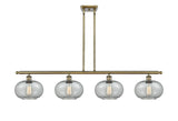 4-Light 48" Antique Brass Island Light - Charcoal Gorham Glass LED