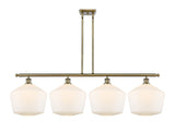 516-4I-AB-G651-12 4-Light 50.25" Antique Brass Island Light - Cased Matte White Cindyrella 12" Glass - LED Bulb - Dimmensions: 50.25 x 12 x 13<br>Minimum Height : 22<br>Maximum Height : 46 - Sloped Ceiling Compatible: Yes