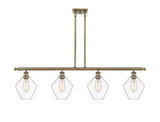 516-4I-AB-G652-8 4-Light 48" Antique Brass Island Light - Clear Cindyrella 8" Glass - LED Bulb - Dimmensions: 48 x 8 x 10.5<br>Minimum Height : 19.5<br>Maximum Height : 43.5 - Sloped Ceiling Compatible: Yes