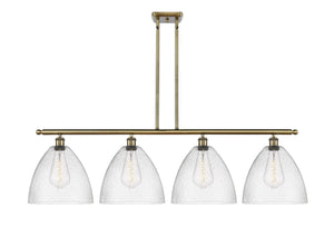 516-4I-AB-GBD-124 4-Light 50.25" Antique Brass Island Light - Seedy Ballston Dome Glass - LED Bulb - Dimmensions: 50.25 x 12 x 14.25<br>Minimum Height : 23.25<br>Maximum Height : 47.25 - Sloped Ceiling Compatible: Yes