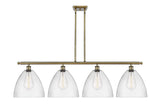 516-4I-AB-GBD-124 4-Light 50.25" Antique Brass Island Light - Seedy Ballston Dome Glass - LED Bulb - Dimmensions: 50.25 x 12 x 14.25<br>Minimum Height : 23.25<br>Maximum Height : 47.25 - Sloped Ceiling Compatible: Yes