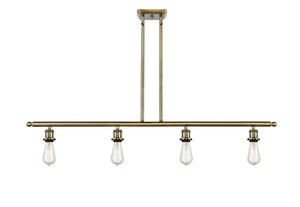516-4I-AB 4-Light 48" Antique Brass Island Light - Bare Bulb - LED Bulb - Dimmensions: 48 x 2.125 x 5<br>Minimum Height : 13.375<br>Maximum Height : 37.375 - Sloped Ceiling Compatible: Yes