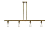 516-4I-AB 4-Light 48" Antique Brass Island Light - Bare Bulb - LED Bulb - Dimmensions: 48 x 2.125 x 5<br>Minimum Height : 13.375<br>Maximum Height : 37.375 - Sloped Ceiling Compatible: Yes