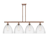 516-4I-AC-GBD-124 4-Light 50.25" Antique Copper Island Light - Seedy Ballston Dome Glass - LED Bulb - Dimmensions: 50.25 x 12 x 14.25<br>Minimum Height : 23.25<br>Maximum Height : 47.25 - Sloped Ceiling Compatible: Yes