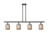 516-4I-BAB-G116 4-Light 48" Black Antique Brass Island Light - Mercury Cobbleskill Glass - LED Bulb - Dimmensions: 48 x 5 x 10<br>Minimum Height : 19.375<br>Maximum Height : 43.375 - Sloped Ceiling Compatible: Yes
