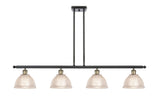 516-4I-BAB-G422 4-Light 48" Black Antique Brass Island Light - Clear Arietta Glass - LED Bulb - Dimmensions: 48 x 8 x 9<br>Minimum Height : 19.375<br>Maximum Height : 43.375 - Sloped Ceiling Compatible: Yes