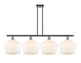 516-4I-BAB-G651-12 4-Light 50.25" Black Antique Brass Island Light - Cased Matte White Cindyrella 12" Glass - LED Bulb - Dimmensions: 50.25 x 12 x 13<br>Minimum Height : 22<br>Maximum Height : 46 - Sloped Ceiling Compatible: Yes