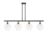 516-4I-BAB-G652-8 4-Light 48" Black Antique Brass Island Light - Clear Cindyrella 8" Glass - LED Bulb - Dimmensions: 48 x 8 x 10.5<br>Minimum Height : 19.5<br>Maximum Height : 43.5 - Sloped Ceiling Compatible: Yes