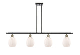 516-4I-BAB-G81 4-Light 48" Black Antique Brass Island Light - Matte White Eaton Glass - LED Bulb - Dimmensions: 48 x 5.5 x 10<br>Minimum Height : 20.375<br>Maximum Height : 44.375 - Sloped Ceiling Compatible: Yes