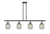 516-4I-BAB-G82 4-Light 48" Black Antique Brass Island Light - Clear Eaton Glass - LED Bulb - Dimmensions: 48 x 5.5 x 10<br>Minimum Height : 20.375<br>Maximum Height : 44.375 - Sloped Ceiling Compatible: Yes