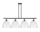 516-4I-BAB-GBD-124 4-Light 50.25" Black Antique Brass Island Light - Seedy Ballston Dome Glass - LED Bulb - Dimmensions: 50.25 x 12 x 14.25<br>Minimum Height : 23.25<br>Maximum Height : 47.25 - Sloped Ceiling Compatible: Yes