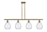 516-4I-BB-G372 4-Light 48" Brushed Brass Island Light - Clear Large Waverly Glass - LED Bulb - Dimmensions: 48 x 8 x 12<br>Minimum Height : 22.375<br>Maximum Height : 46.375 - Sloped Ceiling Compatible: Yes