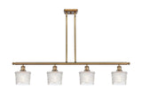 516-4I-BB-G402 4-Light 48" Brushed Brass Island Light - Clear Niagra Glass - LED Bulb - Dimmensions: 48 x 6.5 x 11<br>Minimum Height : 17.875<br>Maximum Height : 41.875 - Sloped Ceiling Compatible: Yes