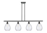 516-4I-BK-G372 4-Light 48" Matte Black Island Light - Clear Large Waverly Glass - LED Bulb - Dimmensions: 48 x 8 x 12<br>Minimum Height : 22.375<br>Maximum Height : 46.375 - Sloped Ceiling Compatible: Yes